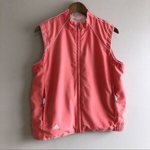 Adidas Retro Sporty Hiking Workout Sleeveless Zip Up Jacket Vest Top Pink